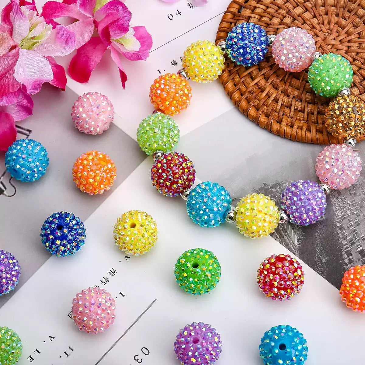 20MM Acrylic Colorful Diamond Beads for DIY Beading