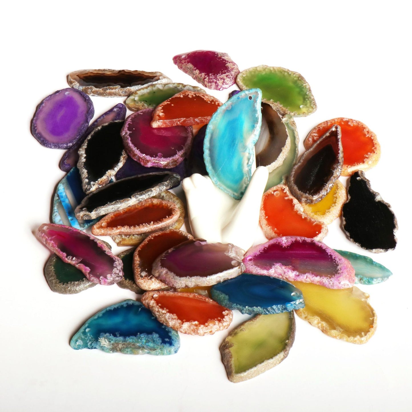Natural Agate Slice, Random Color Natural Stone Slice, Jewelry Making Gemstones for Beading and Crafting, Jewelry Accessories
