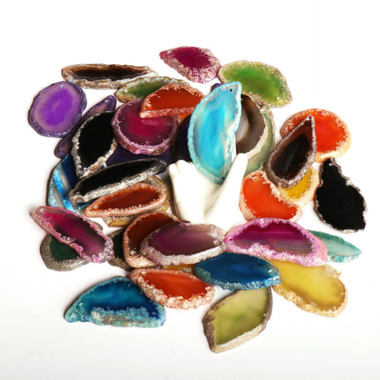 Natural Agate Slice, Random Color Natural Stone Slice, Jewelry Making Gemstones for Beading and Crafting, Jewelry Accessories