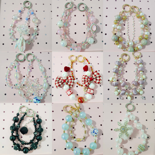 (without wish color，white bags) Handmade keychains DIY phonechain