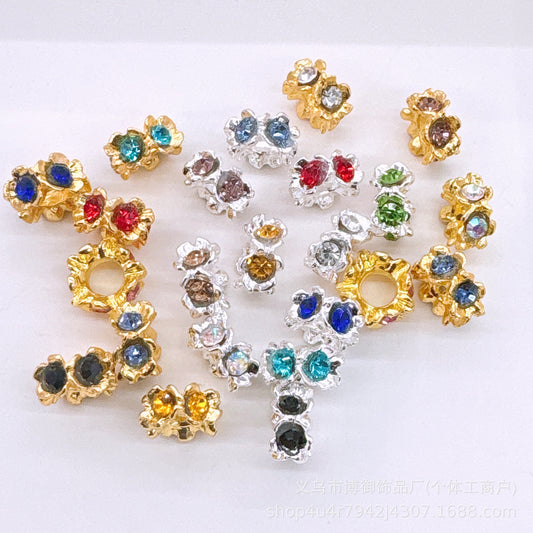12mm Alloy Gold Rhinestone Wave Bead Spacer Flower Scatter Beads DIY Bead Pen, Bracelet, Necklace Jewelry Accessories
