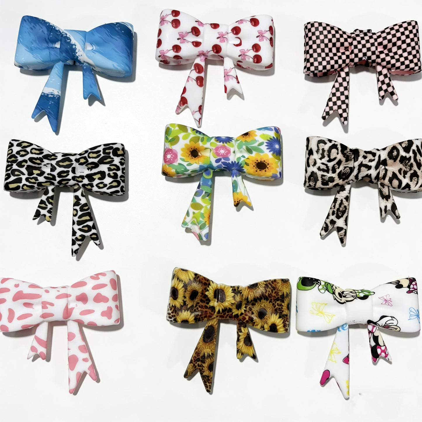Silicone bows for pens, phone chains, and cup straws