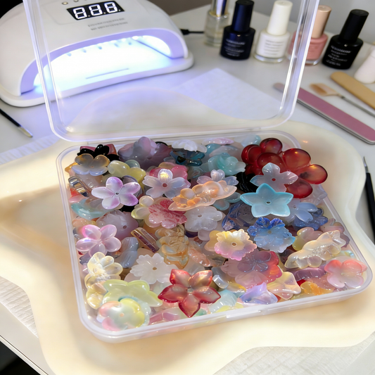 8.8 OZ, mixed petal-shaped glass beads